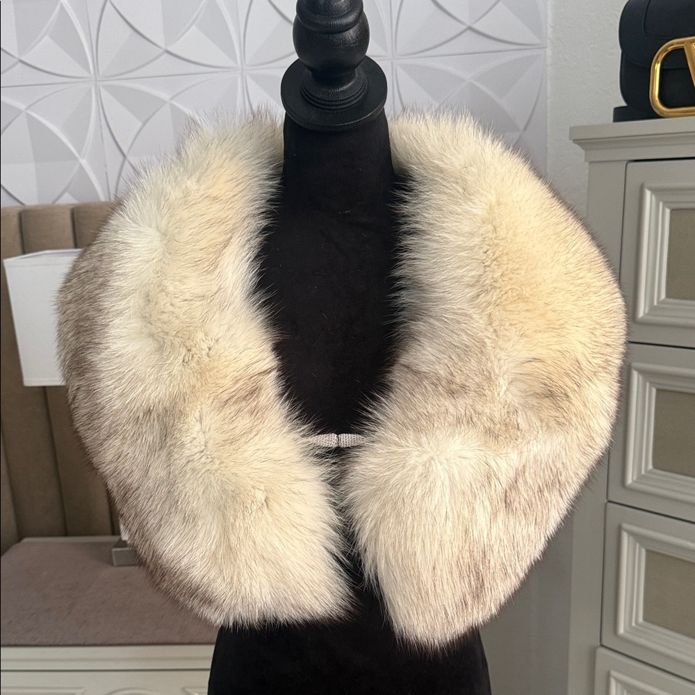 SAGA GOX FUR BLUE FOX SHAWL WRAP